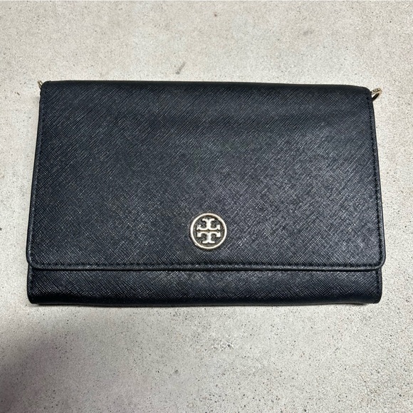 Tory Burch Purse Bag Crossbody Black Robinson Leather Wallet Vintage NO CHAIN** - Picture 1 of 11